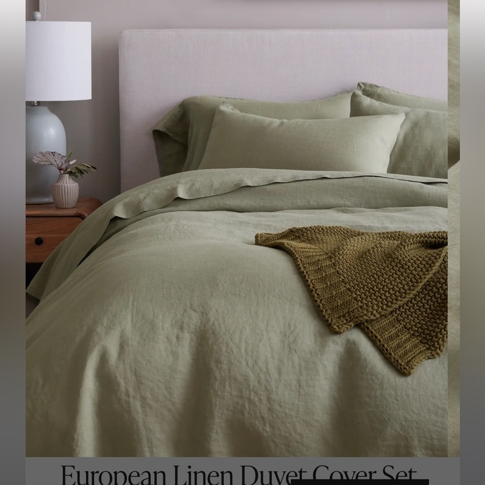 Quince King European Linen Duvet Cover Set - Willowleaf